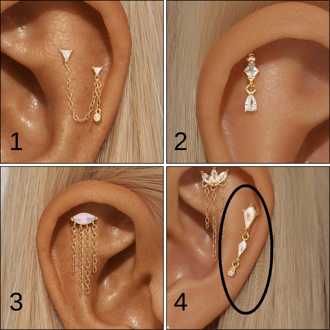 Labret stud flatback - Ørepynt 16G 14k Gullbelagt Sølv, Intern Gjenging – Helix & Tragus Smykker (12 Varianter)