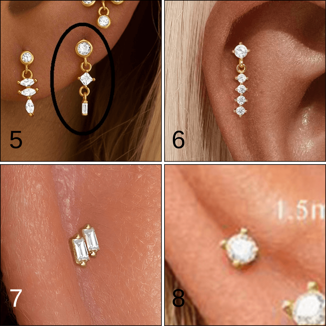 Labret stud flatback - Ørepynt 16G 14k Gullbelagt Sølv, Intern Gjenging – Helix & Tragus Smykker (12 Varianter)