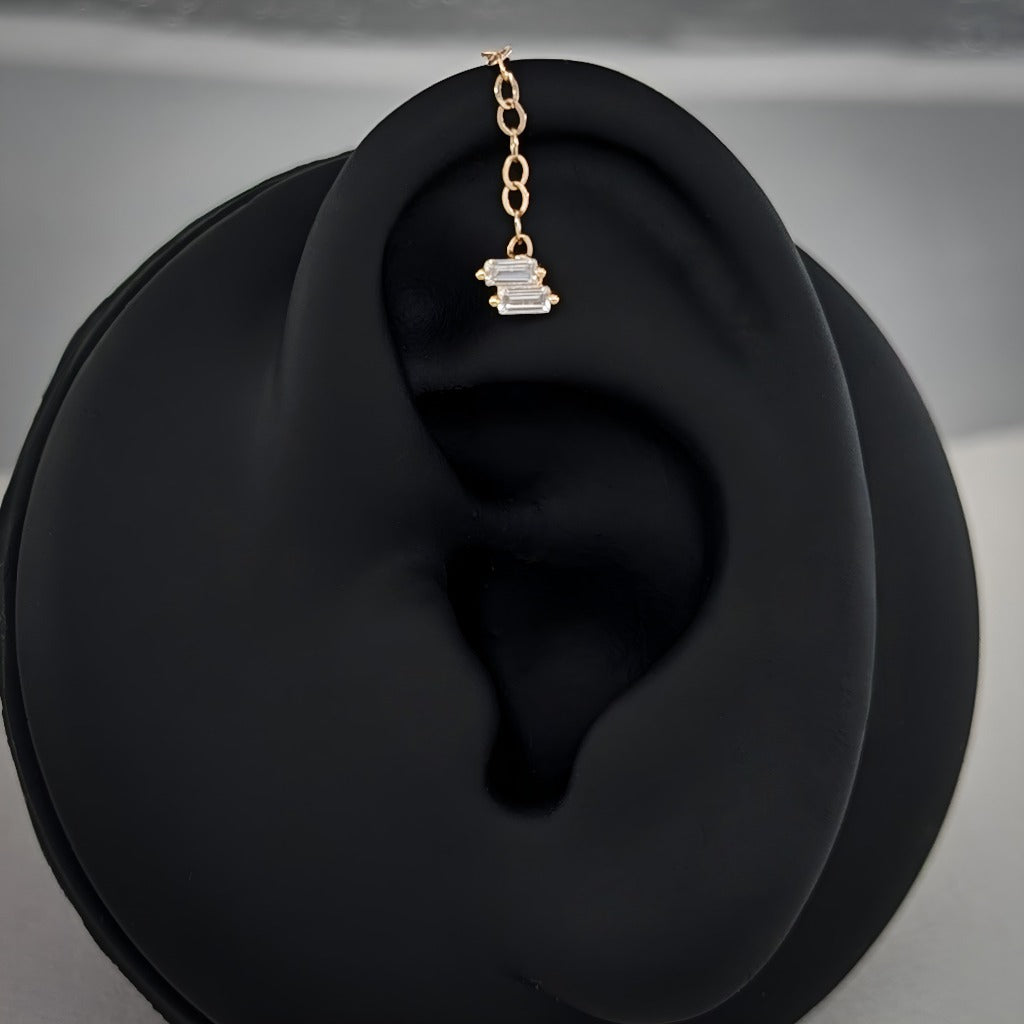 Liten cz rektangulær flatback stud