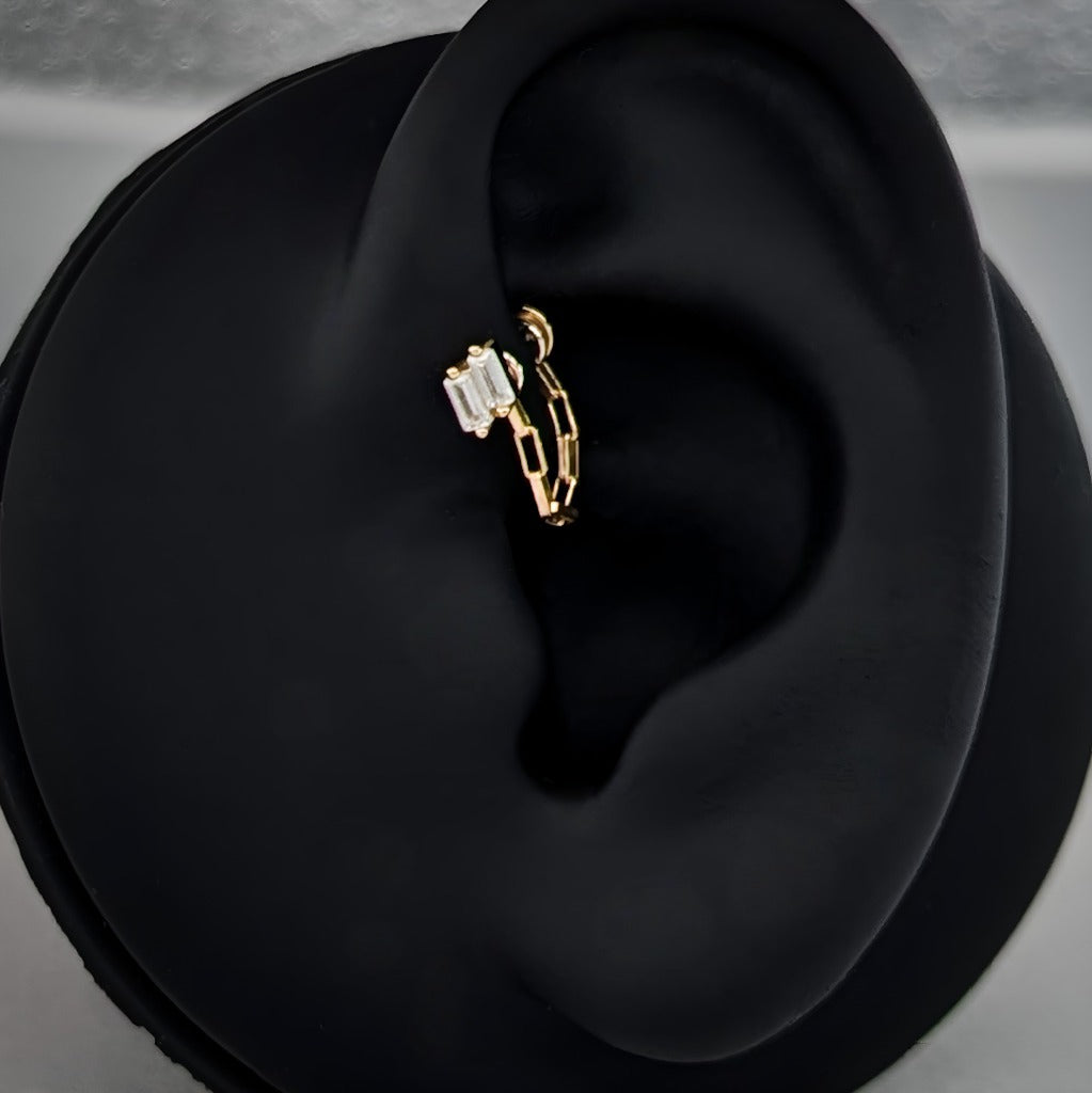 Liten cz rektangulær flatback stud