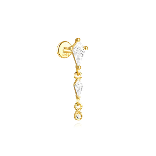 helix cartilage  lobe piercing earring in gold 16 gauge
