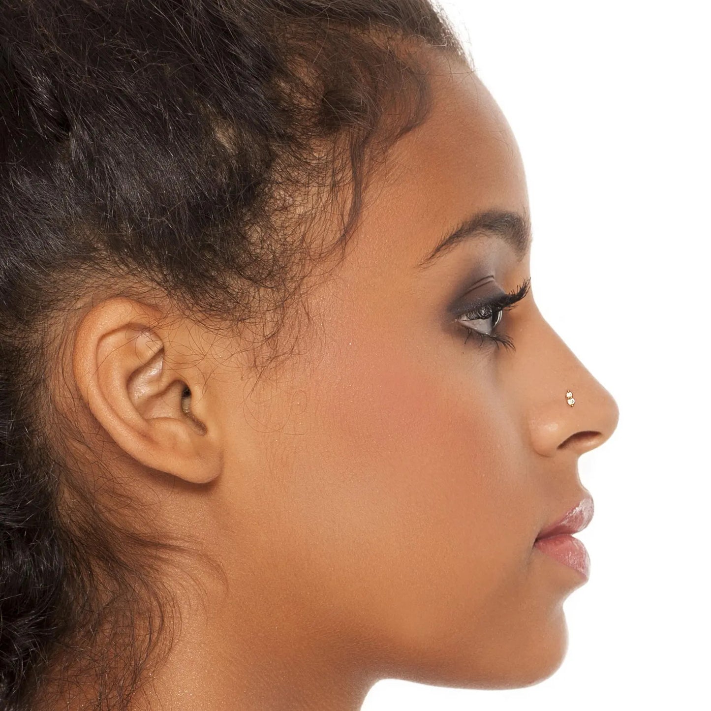 Flatback Stud i Gull – 2 Hvite Steiner, Helix & Tragus Piercing