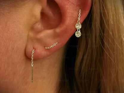 Threader Earrings with Cubic Zircons