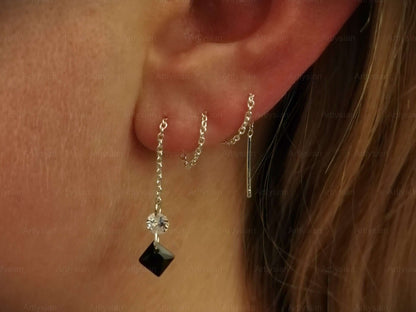 Threader Earrings with Cubic Zircons