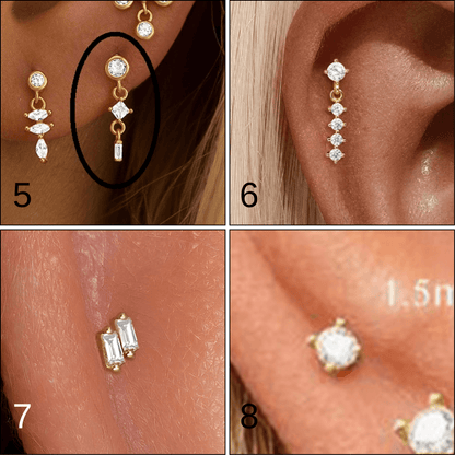 Labret stud flatback - Ørepynt 16G 14k Gullbelagt Sølv, Intern Gjenging – Helix & Tragus Smykker (12 Varianter)
