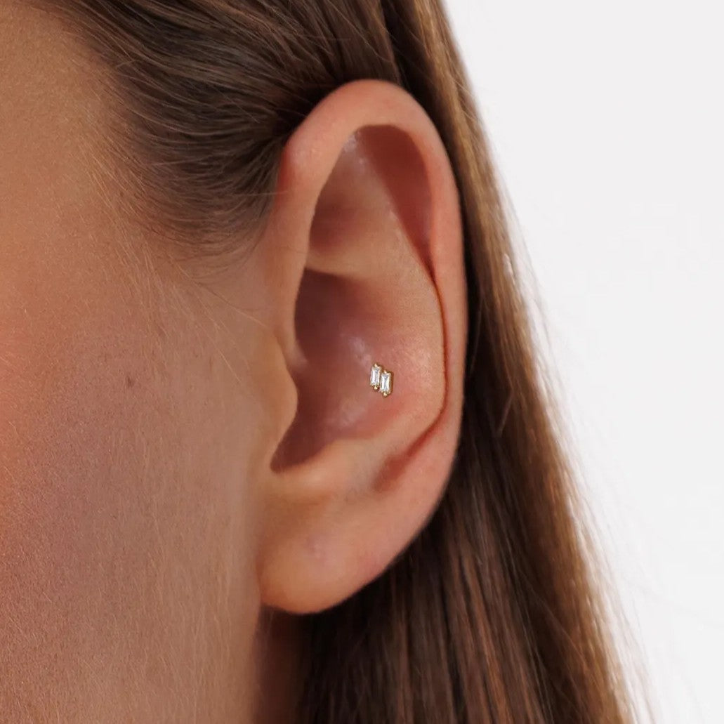 4-pk Gull Øredobber: Sett med bestselgere – Nikkelfri Øre-stack i Gullbelagt Sølv | Gull øredobb-sett med Flatback, Hoop & Threader til Piercing