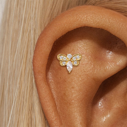 Bie Helix Øredobb med Flat Bakdel - Cartilage Ear Piercings - Flatback Øredobber - Labret stud - Helix Smykke