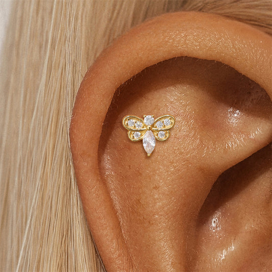 Bie Helix Øredobb med Flat Bakdel - Cartilage Ear Piercings - Flatback Øredobber - Labret stud - Helix Smykke