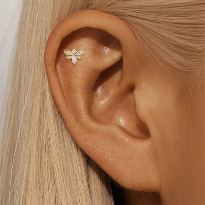 Bie Helix Øredobb med Flat Bakdel - Cartilage Ear Piercings - Flatback Øredobber - Labret stud - Helix Smykke