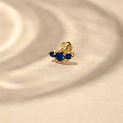 Blå Helix-Ørering for Ørepiercinger I Brusksmykker med Flat Bakside I Labret Stud i Gull