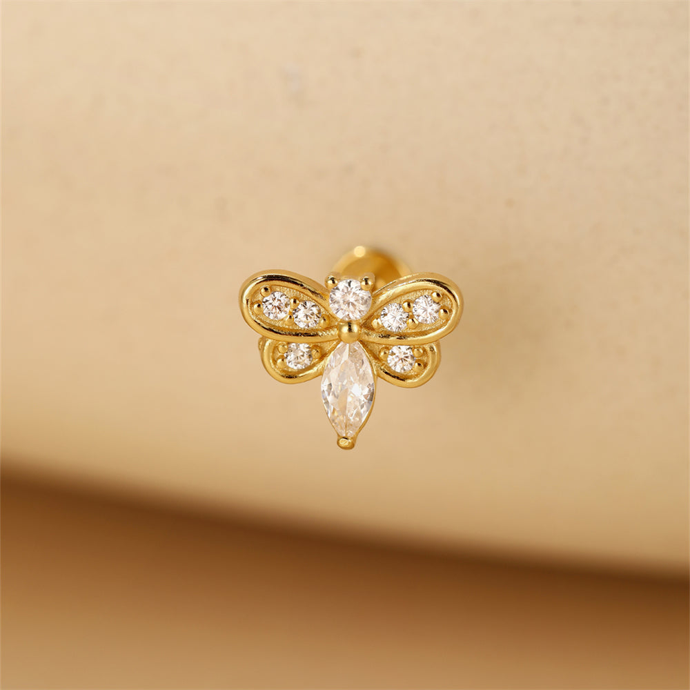 Bie Helix Øredobb med Flat Bakdel - Cartilage Ear Piercings - Flatback Øredobber - Labret stud - Helix Smykke