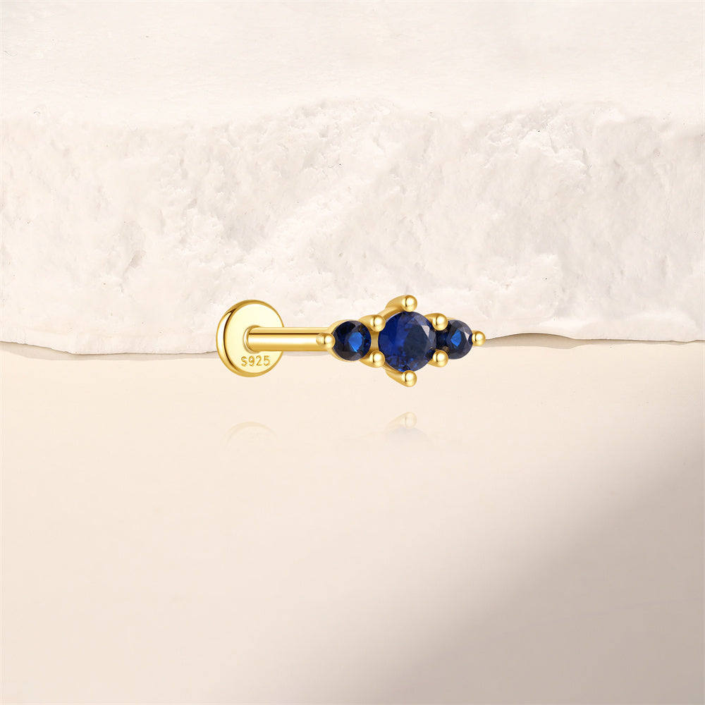 Blå Helix-Ørering for Ørepiercinger I Brusksmykker med Flat Bakside I Labret Stud i Gull