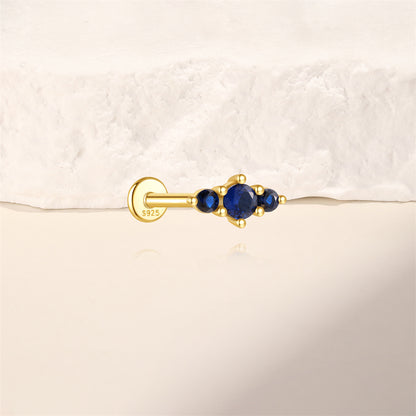 Blå Helix-Ørering for Ørepiercinger I Brusksmykker med Flat Bakside I Labret Stud i Gull