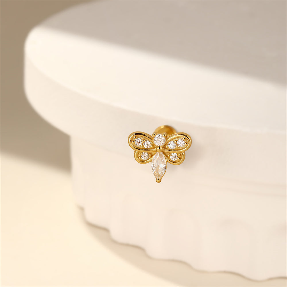 Bie Helix Øredobb med Flat Bakdel - Cartilage Ear Piercings - Flatback Øredobber - Labret stud - Helix Smykke