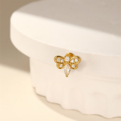 Bie Helix Øredobb med Flat Bakdel - Cartilage Ear Piercings - Flatback Øredobber - Labret stud - Helix Smykke