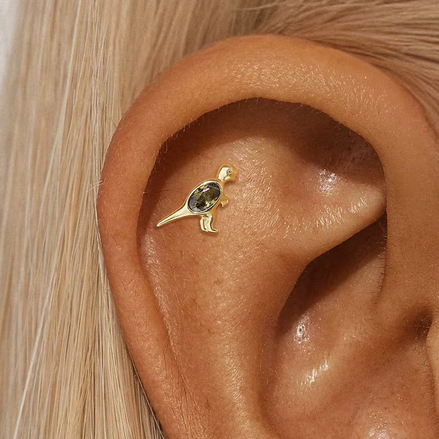 Gold dinosaur earring flatback 