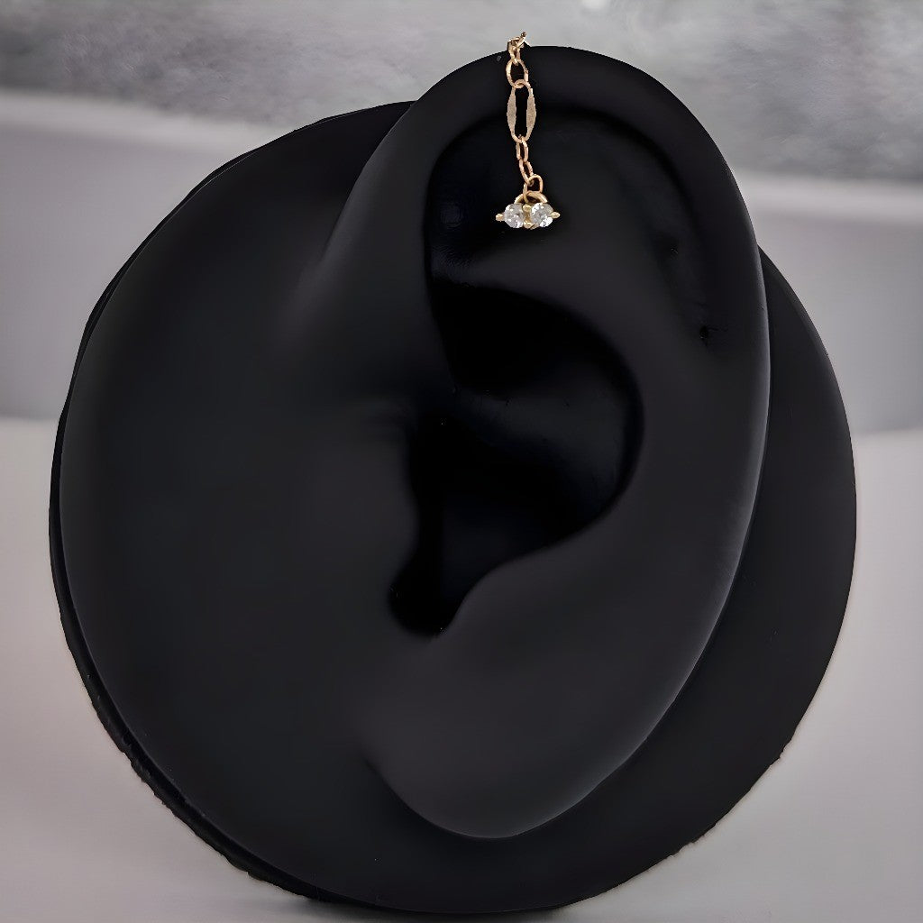 tiny stud earring with chains