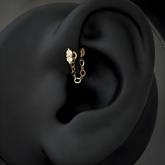 Helix Anti Forward piercing earring gold 