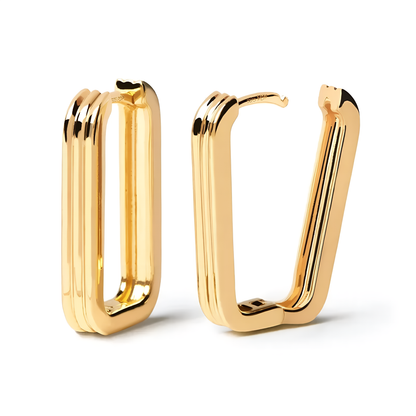 gold hoop rectangle earring