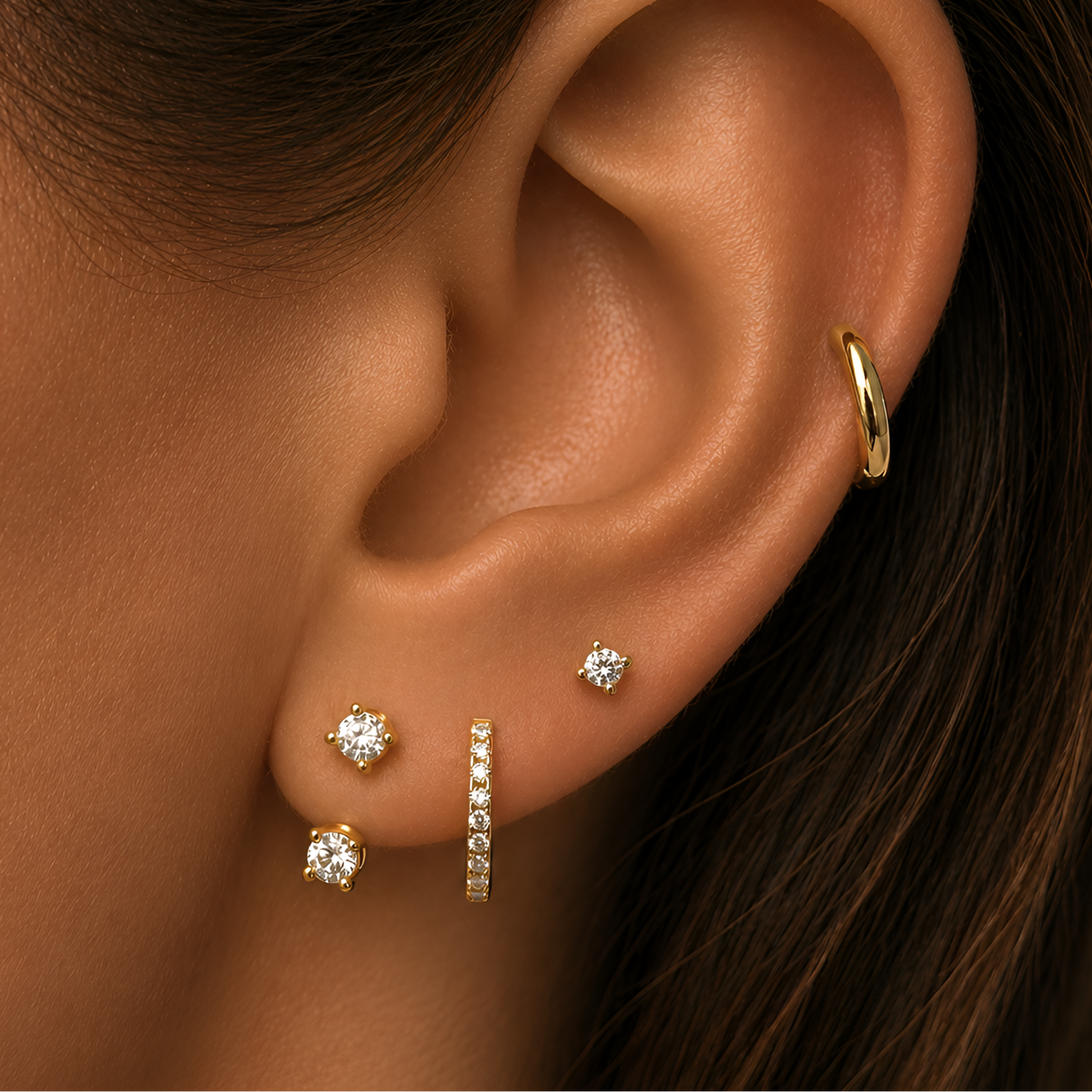 gold earrings piercing set