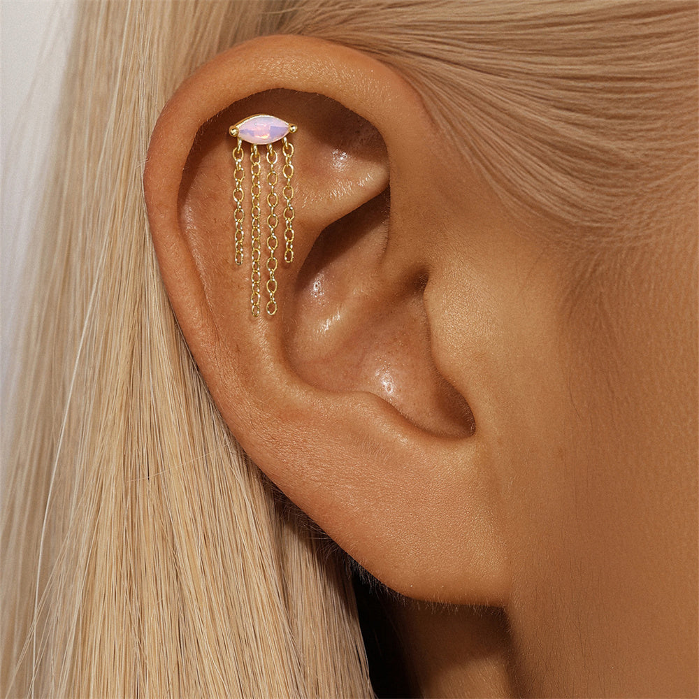 Rosa Lab Opal Flatback Øredobb – Perfekt for Helix og Cartilage Piercing