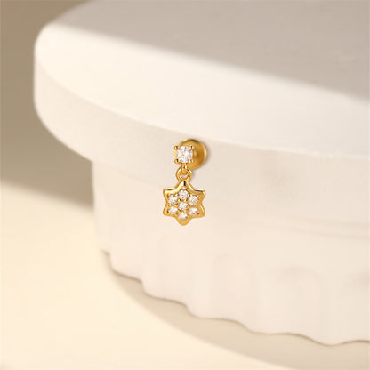 Snøfnugg Gull Ørepiercing Øredobb - Helix Smykker - Brusk øredobb - Labret studs - Artlysian