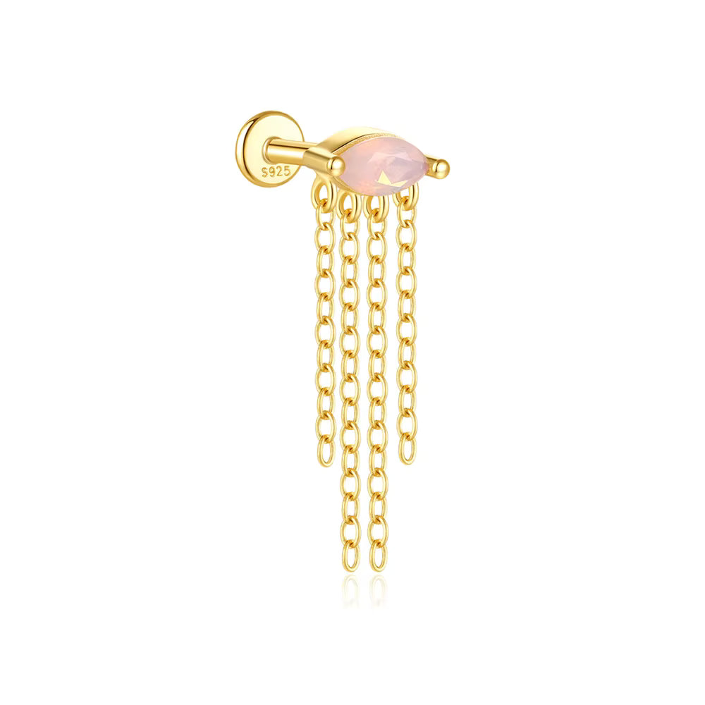 Rosa Lab Opal Flatback Øredobb – Perfekt for Helix og Cartilage Piercing