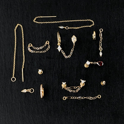 labret studs, kjede øredobber, gull piercing øredobber, øredobber sett,