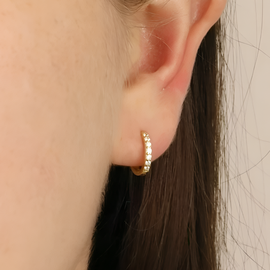 AURORA Gullbelagte Hoop Øredobber med Steiner – 925 Sølv, Nikkelfri (Par)