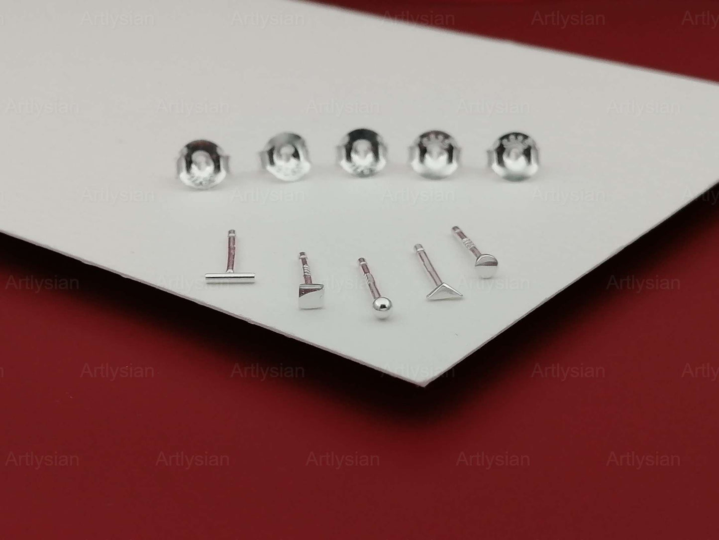 Double Piercing Earrings Set - Triangle