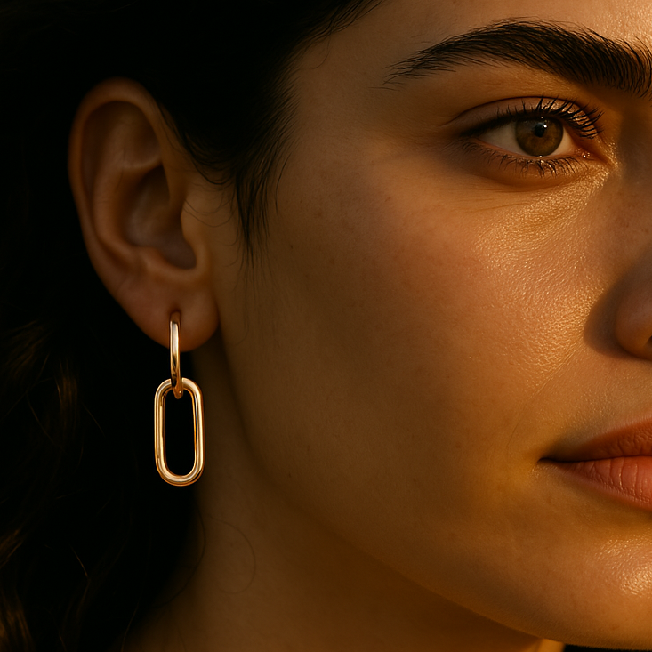 Kim øreringer. Gull hoop øredobber