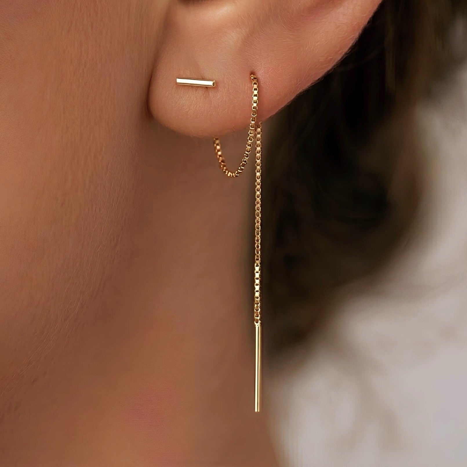 Hengende piercing ear chain earrings