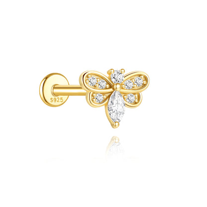 Gold labret stud for piercing jewelry