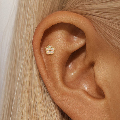 Gold flatback ear piercings earring