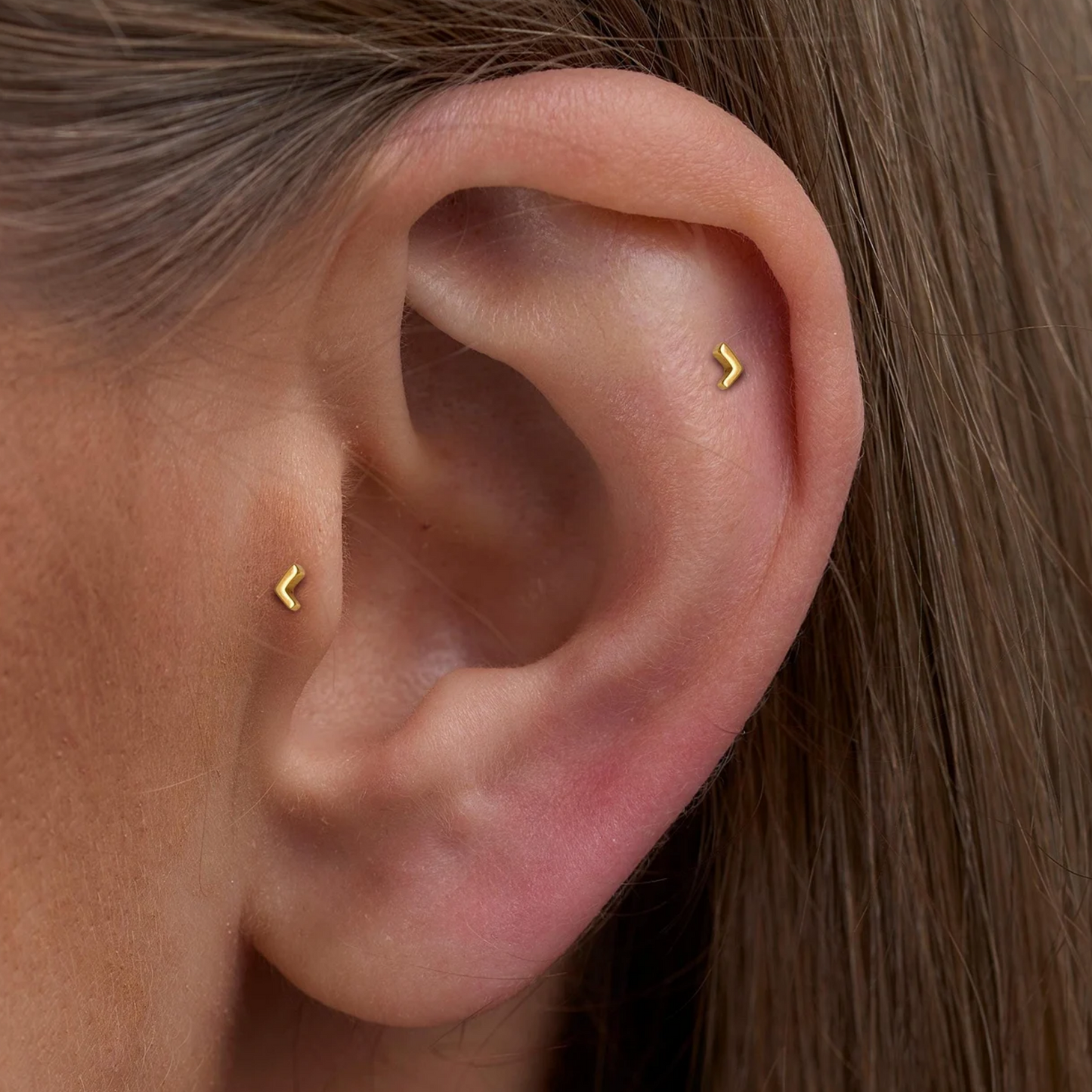 Liten Conch V-formet Øredobb med Flat Bakdel - Flatback øredobber for Helix,Tragus og Øreflip - Artlysian