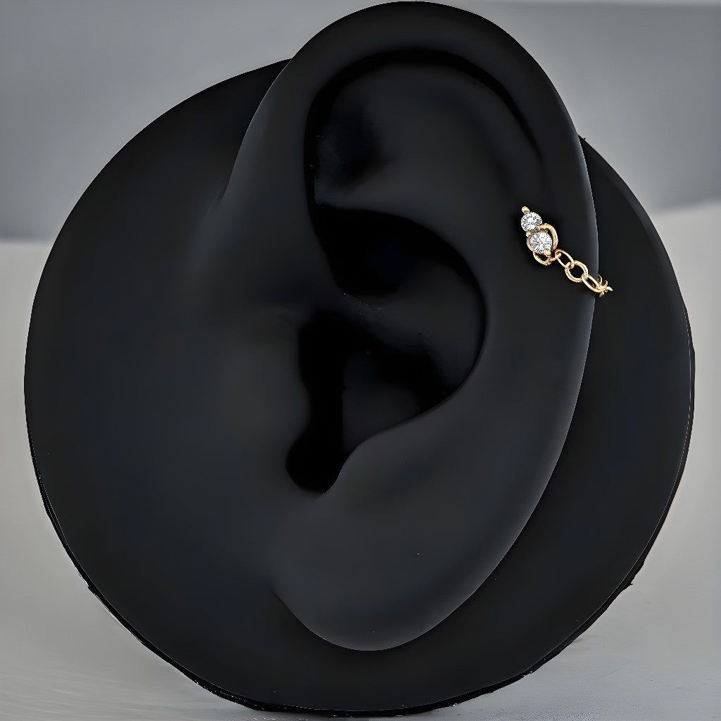 Ear stack earring with chain for helix, conch, tragus, labret