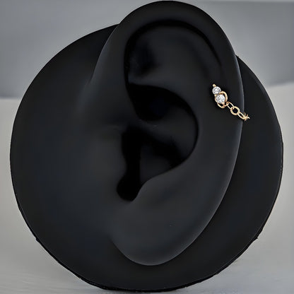 Ear stack earring with chain for helix, conch, tragus, labret
