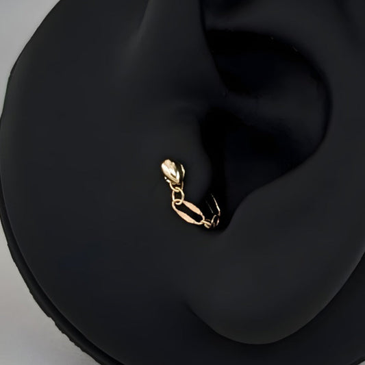 Tragus teardrop earring with chain
