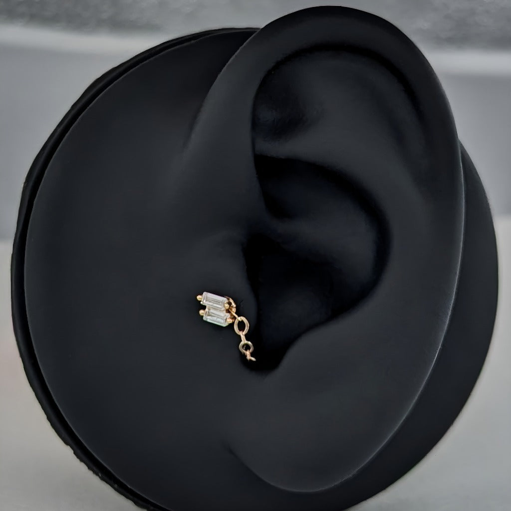 Liten cz rektangulær flatback stud