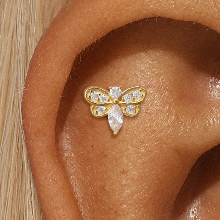bee flatback earrings labret stud