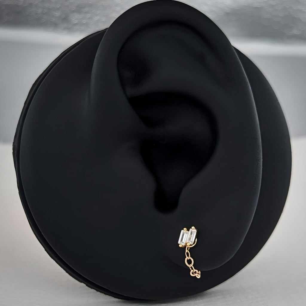 helix chain earrings, gold dangle helix earrings