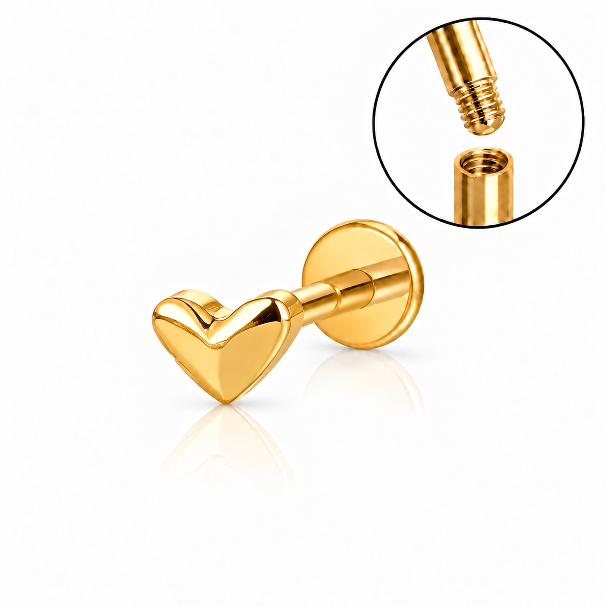 Forward helix piercing i nikkelfritt medisinsk titan ASTM F136 med komfortabel flat bakdel.