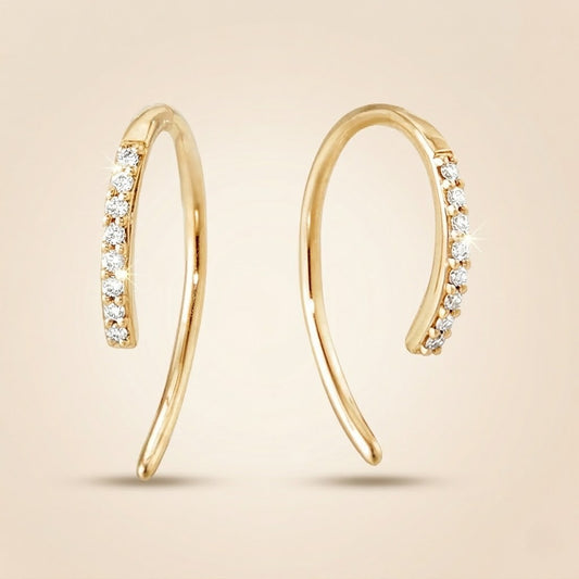 LYRA Gull Hoop Øredobber med Stein – 925 Sølv Øreringer Dame, Nikkelfri (Par)