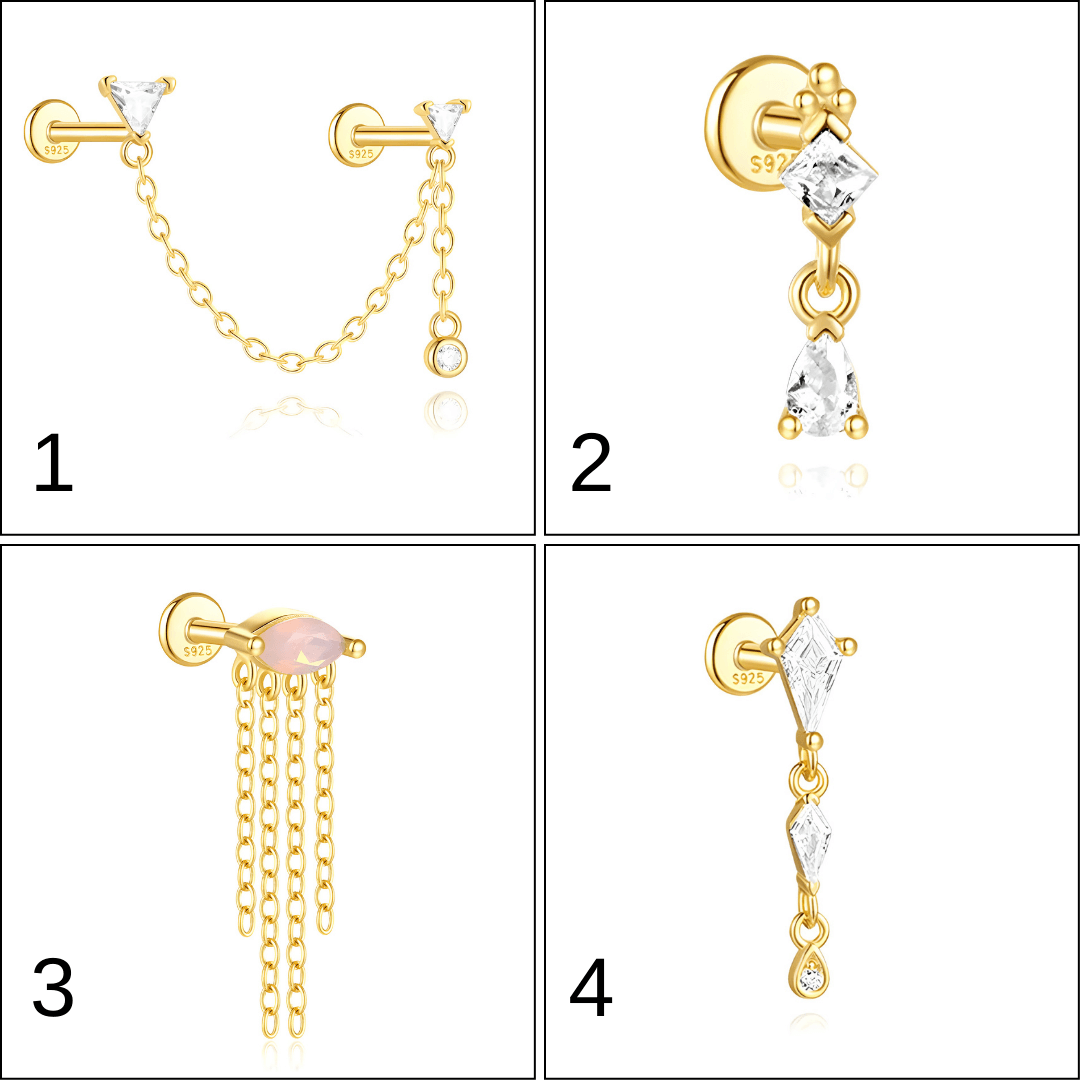 helix øredobb, tragus smykke, piercing smykker, rook jewelry, conch hoop