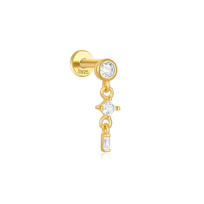 helix gull øredobber, hvit steiner labret studs smykker for piercinger