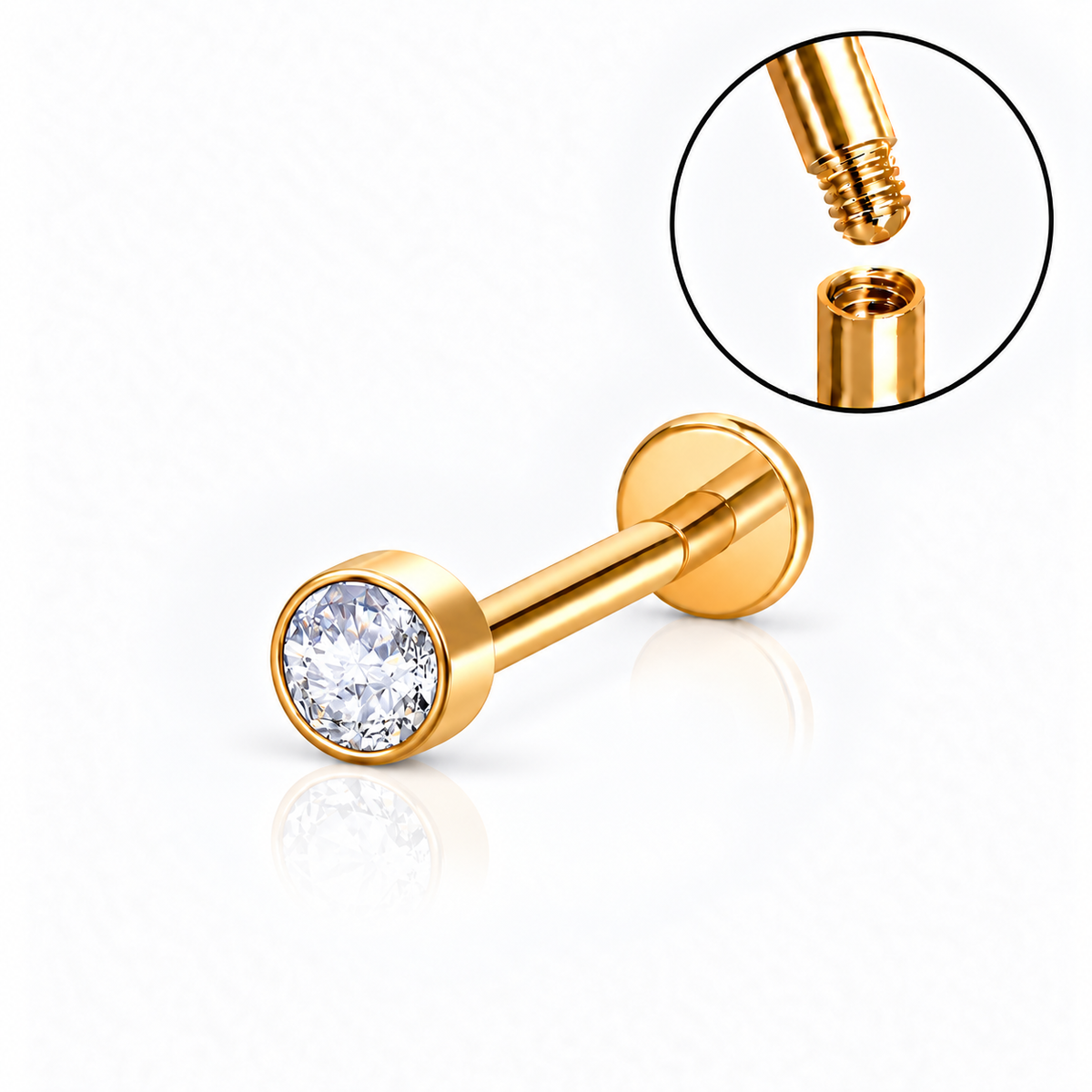 Minimalistisk helix piercing i nikkelfritt titan med flat bakdel, perfekt til en diskret ørestil.