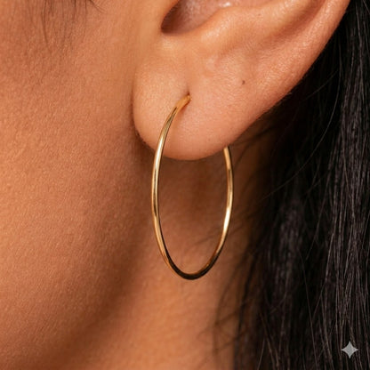 OPHELIA 14K Gullbelagte Store Hoops 30 mm – Creoler Dame (Par)