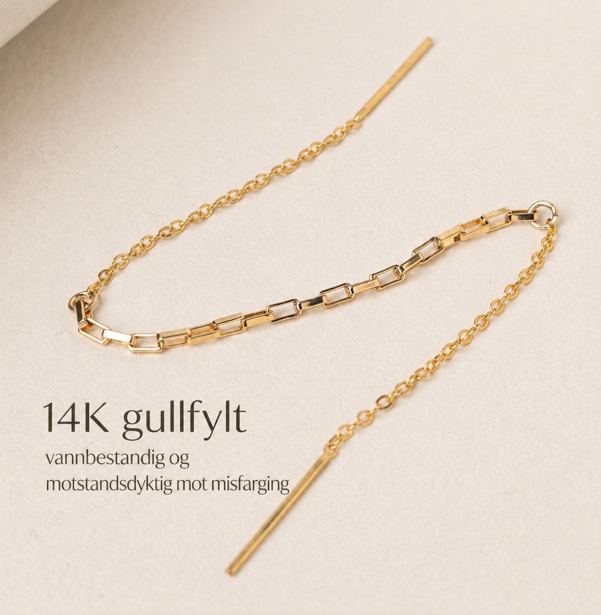 Dobbel Piercing Kjedeøredobber i Gull og Sølv – Nikkelfrie Helix til Lobe, Threader for To Hull - Lange Hengende Øredobber