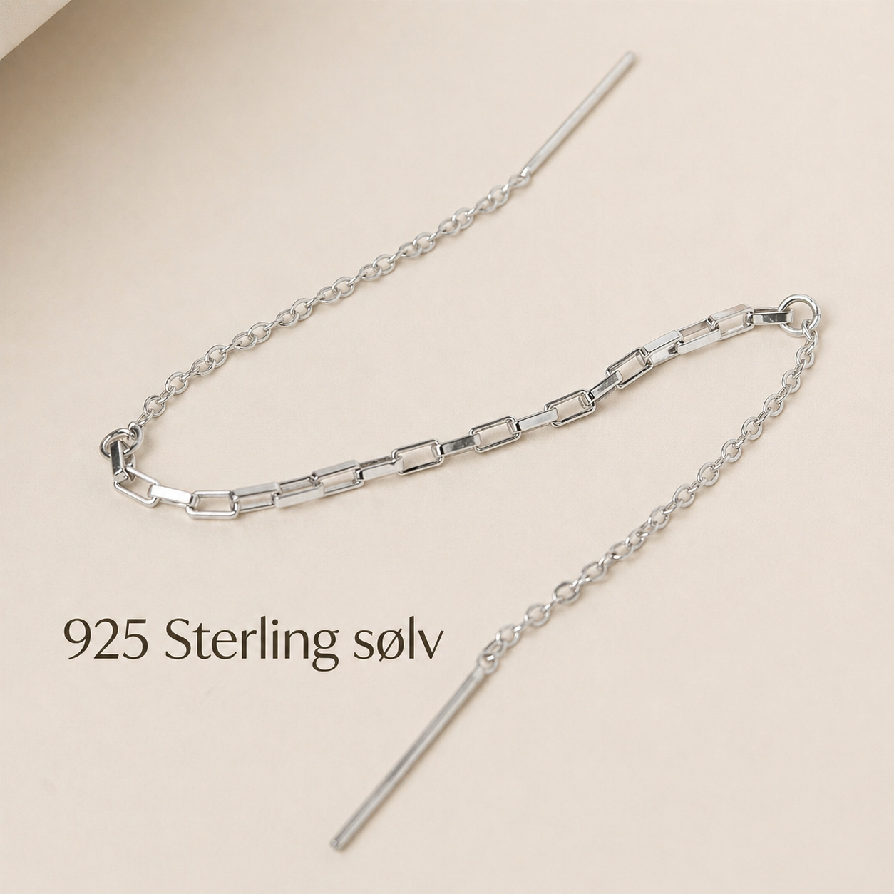 Dobbel Piercing Kjedeøredobber i Gull og Sølv – Nikkelfrie Helix til Lobe, Threader for To Hull - Lange Hengende Øredobber