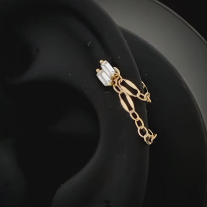 Liten cz rektangulær flatback stud